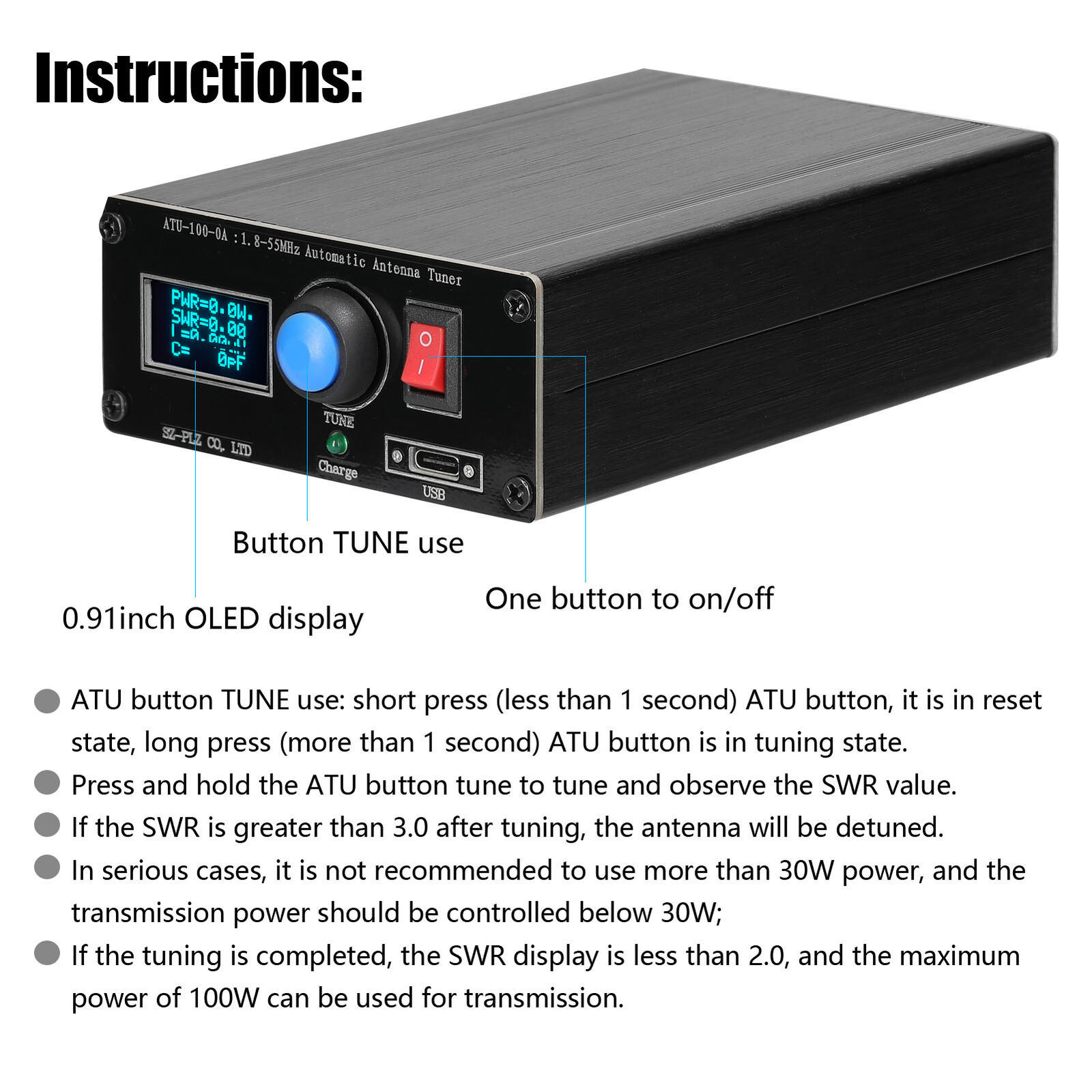 Automatic Antenna Tuner 1.8-55 Mhz Frequency Band ATU-100-0A - Image 7